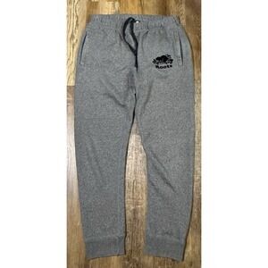 Roots Sweatpants Men's Small Grey Casual Logo Drawstring Canada Jogger Tapered